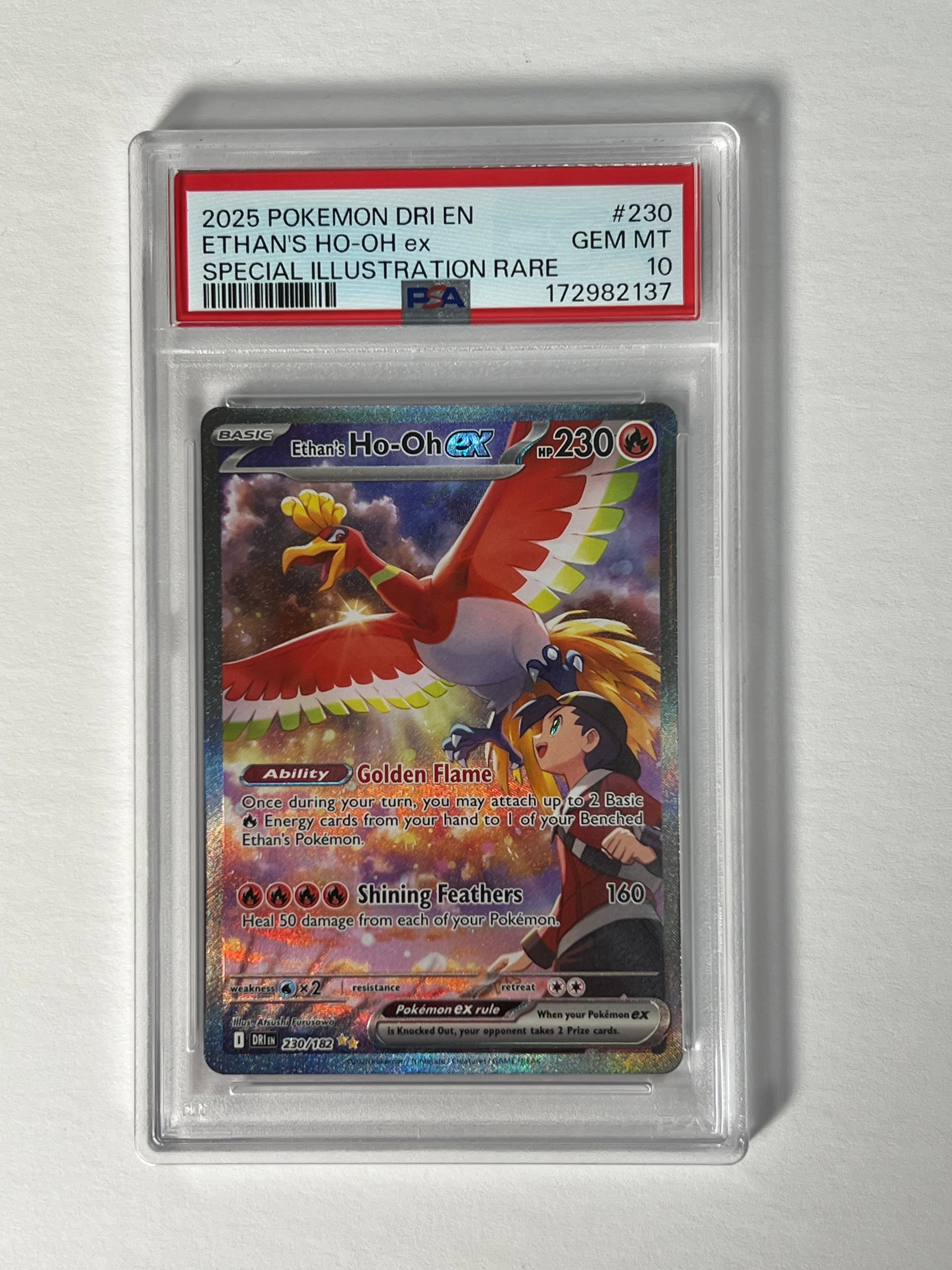 PSA 10 2025 Destined Rivals Ethan’s Ho oh ex 230/182