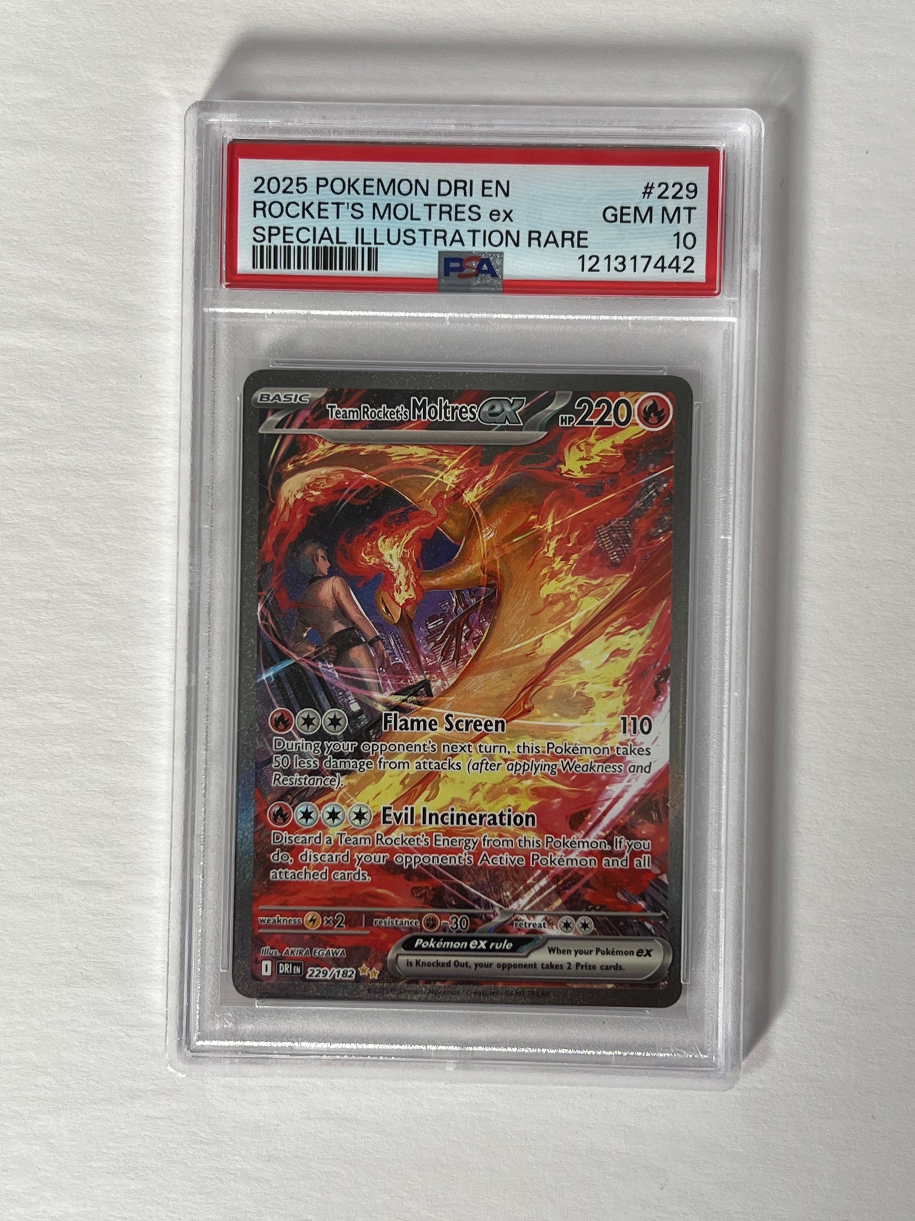 PSA 10 2025 Destined Rivals Team Rockets Moltres Ex 229/182