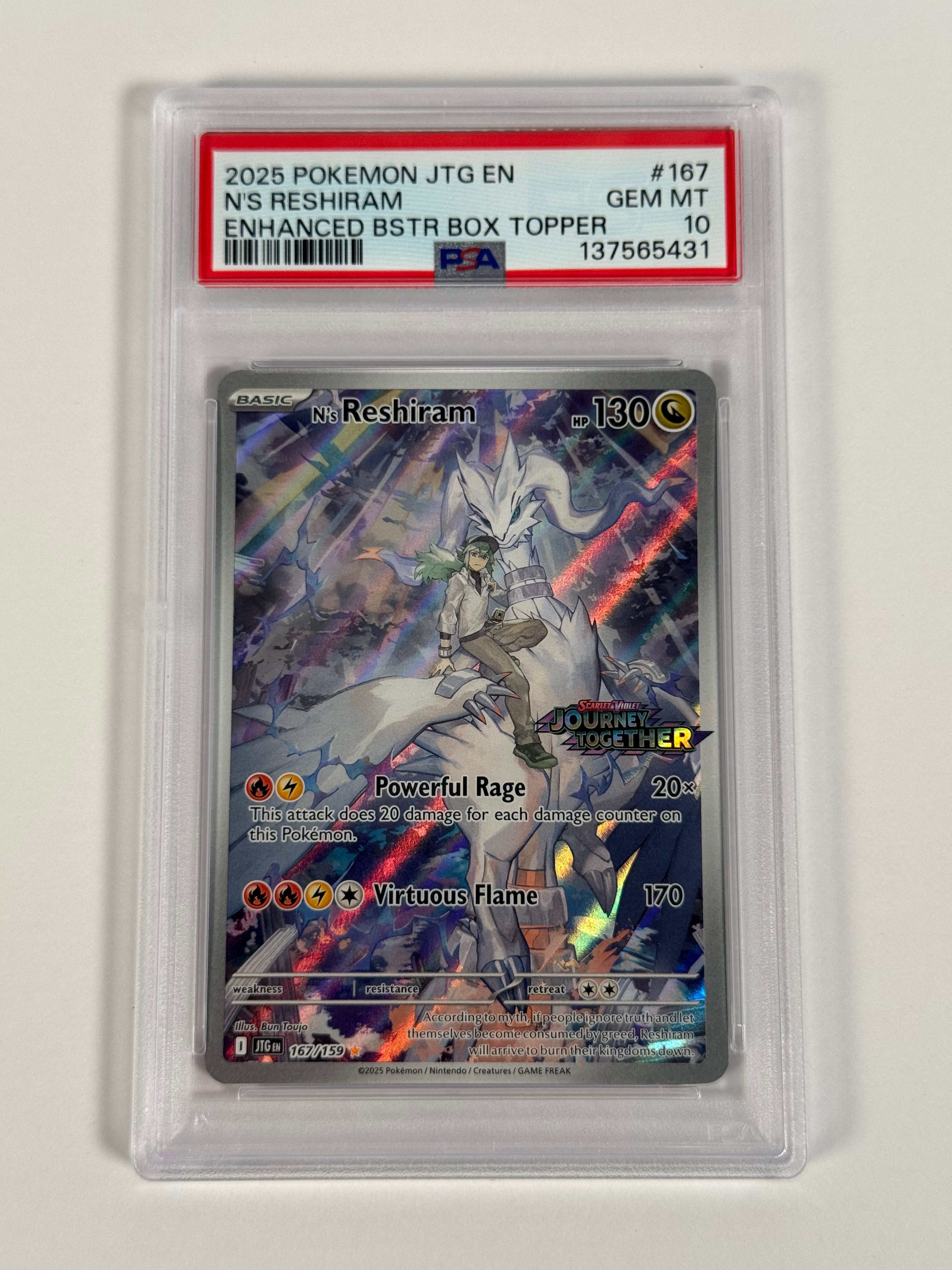 PSA 10 Journey Together N's Reshiram Stamped 167/159