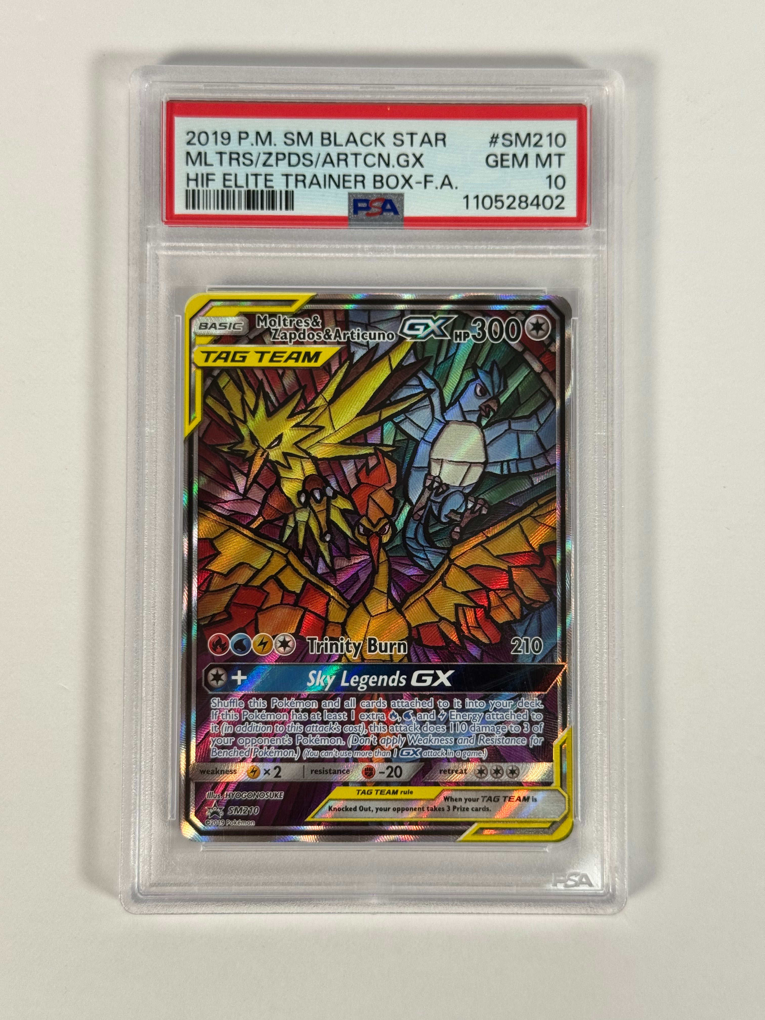 PSA 10 Black Star Promo Moltres/Zapdos/Articuno GX SM210