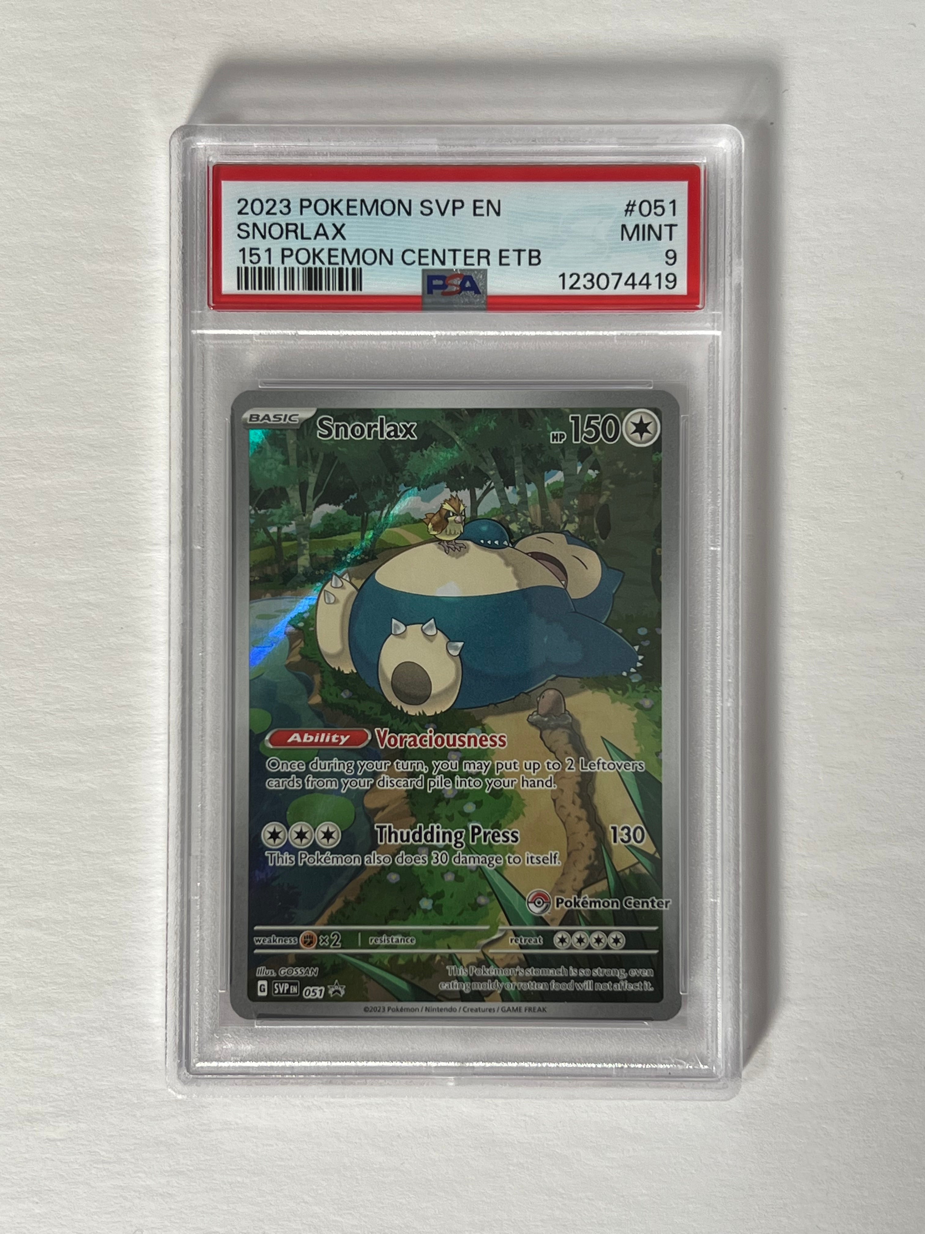 PSA 9 2023 Pokémon Center Etb Promo Snorlax 51