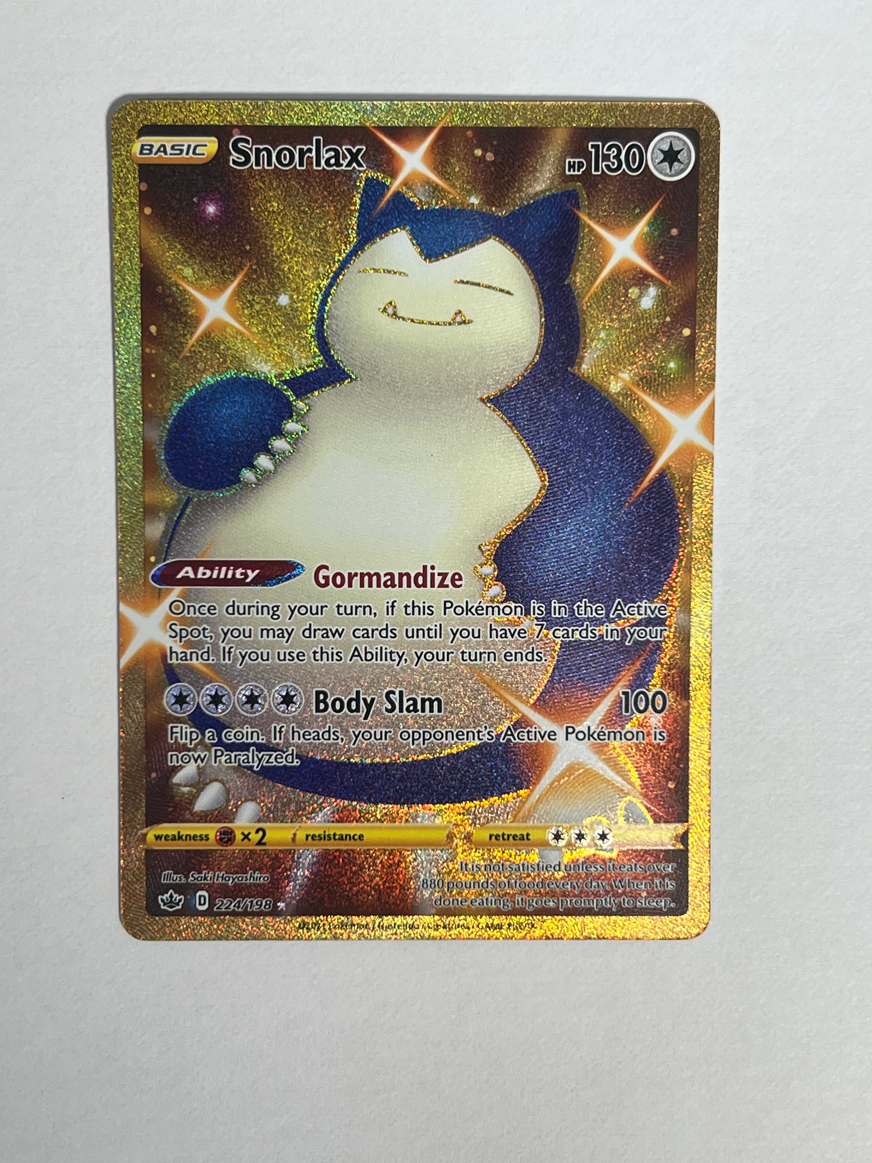 2021 Chilling Reign Snorlax Hyper Rare 224/198