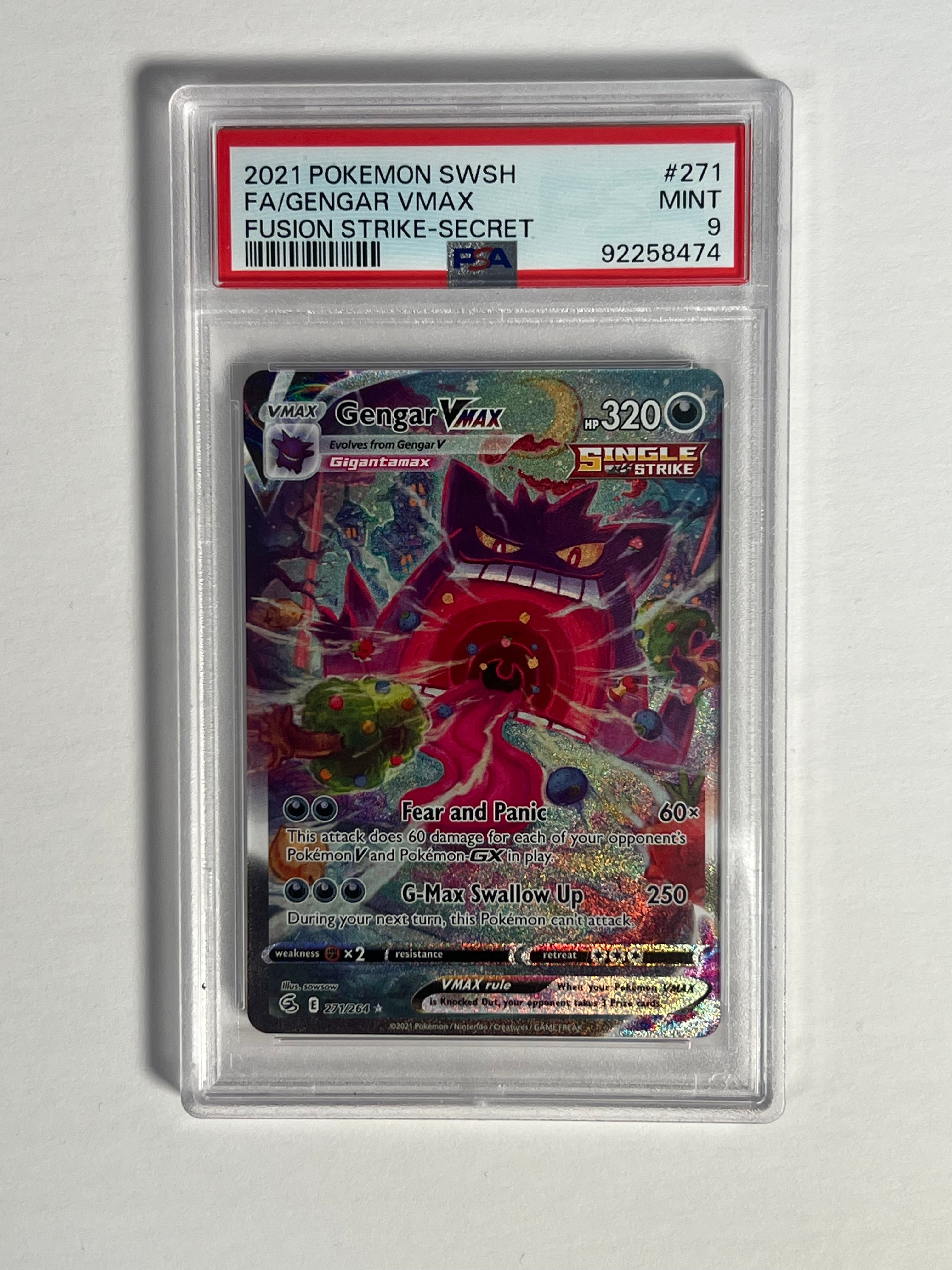 PSA 9 Fusion Strike Gengar Vmax Secret Rare 271/264