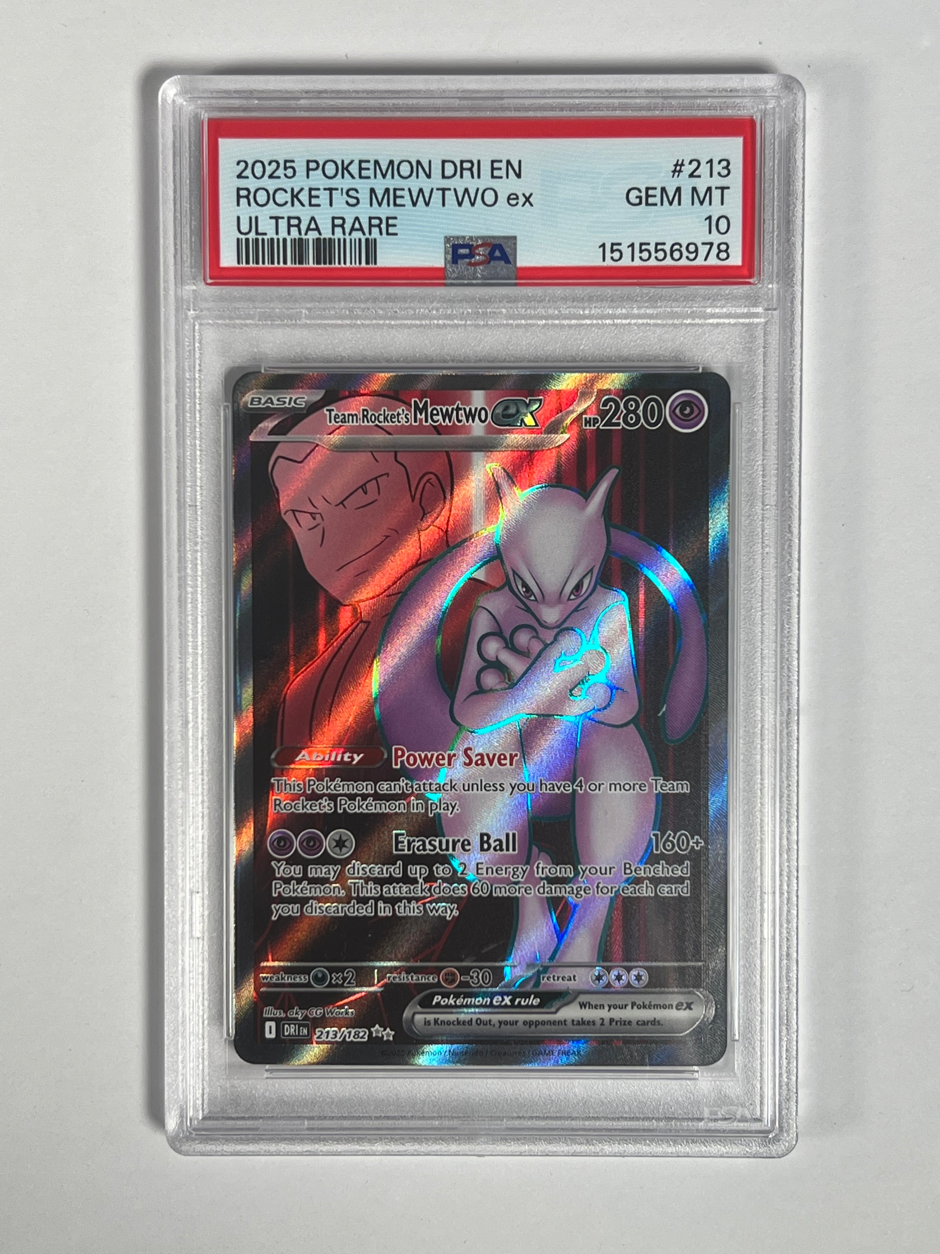 PSA 10 2025 Destined Rivals Team Rockets Mewtwo Full Art  213/182