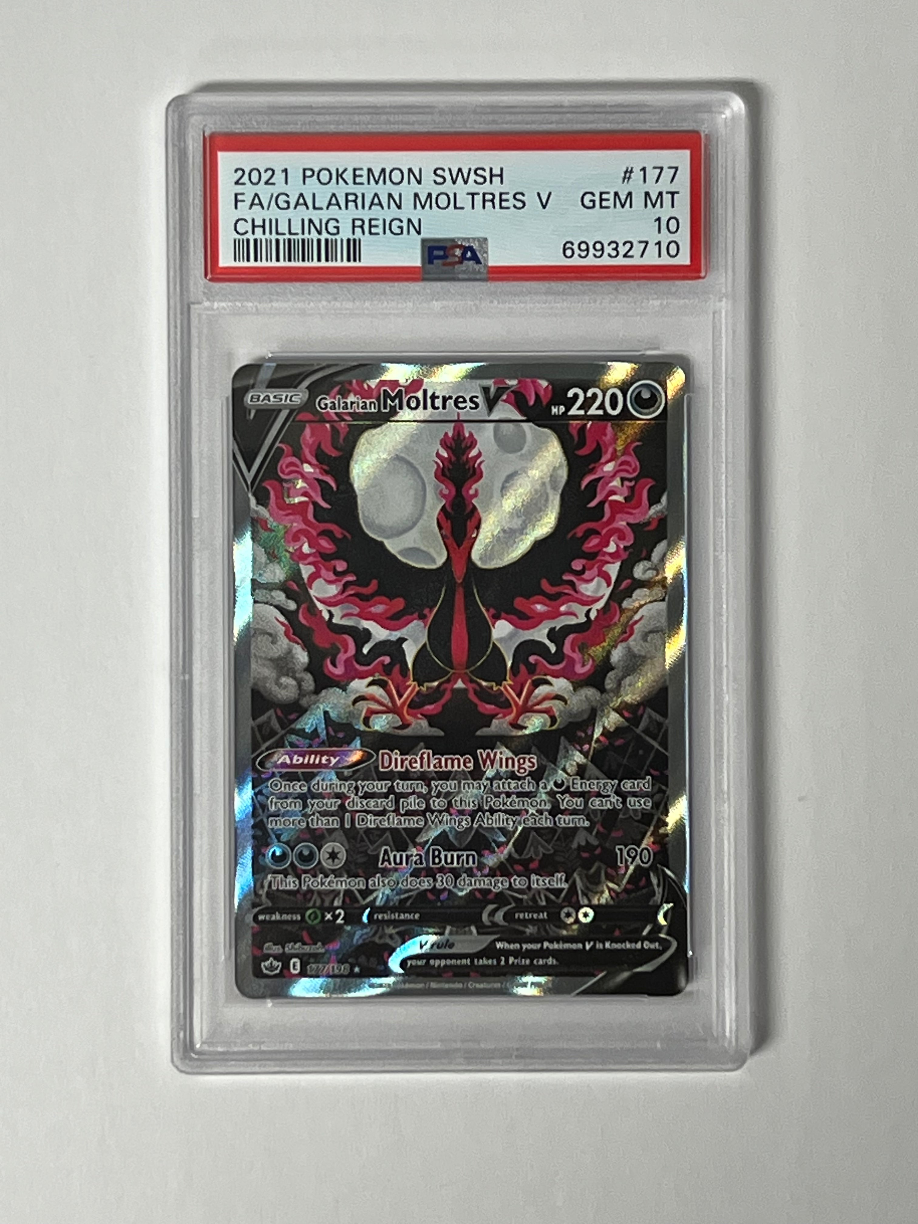 PSA 10 2021 Chilling Reign Galarian Moltres V 177/198