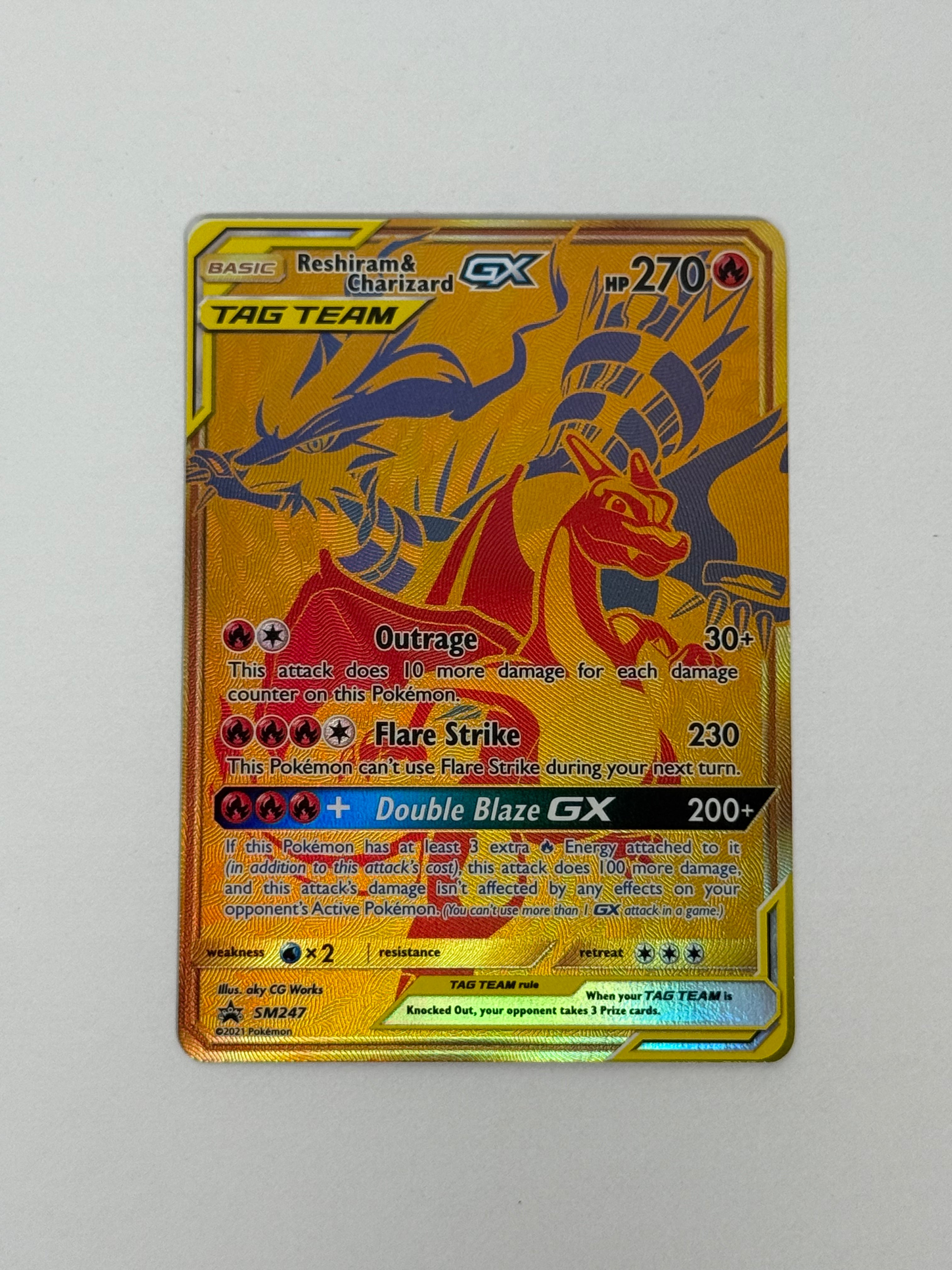 2021 Black Star Promo Reshiram & Charizard GX SM247