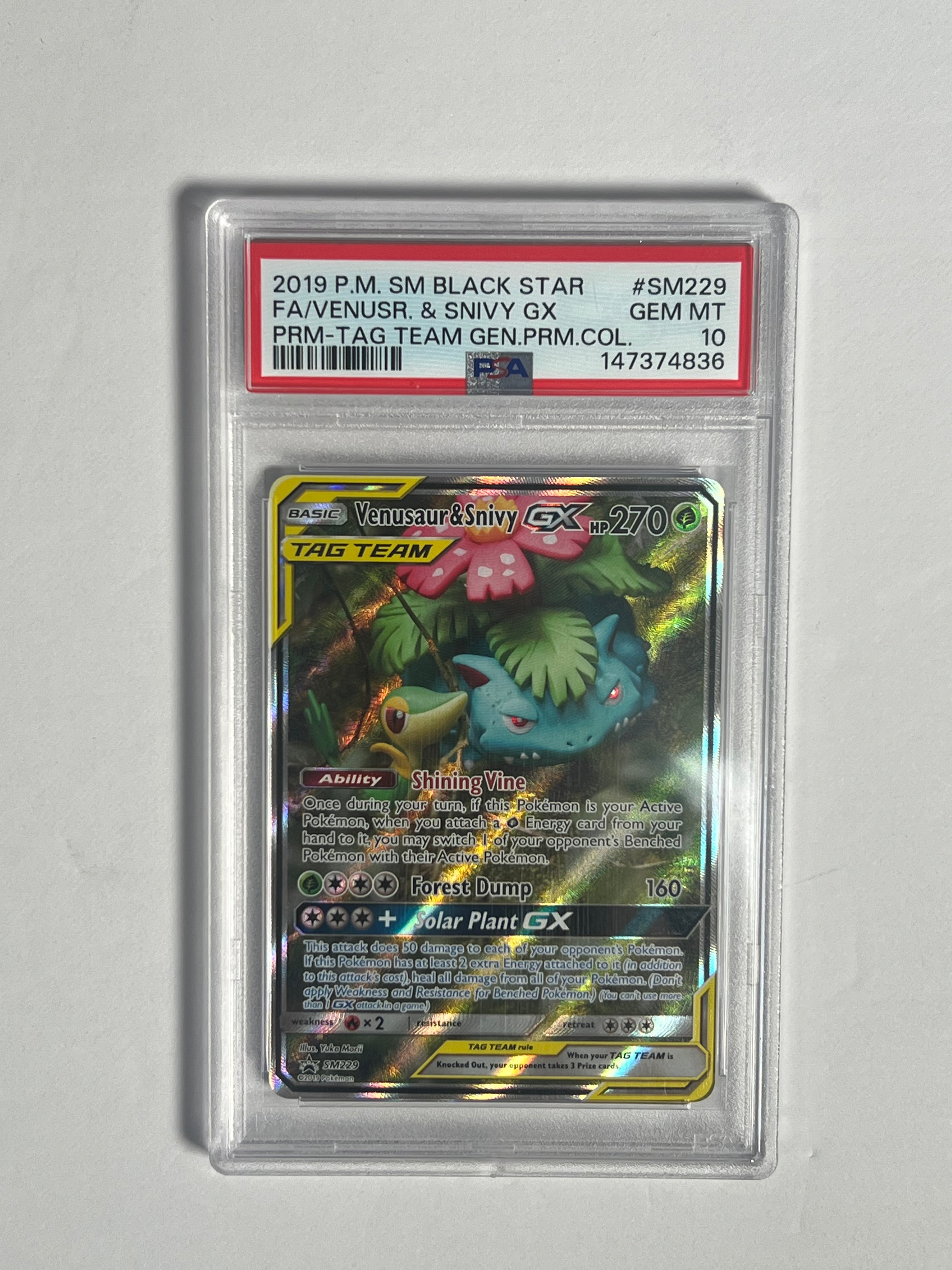 PSA 10 Black Star Promo Venusaur & Snivy GX SM229