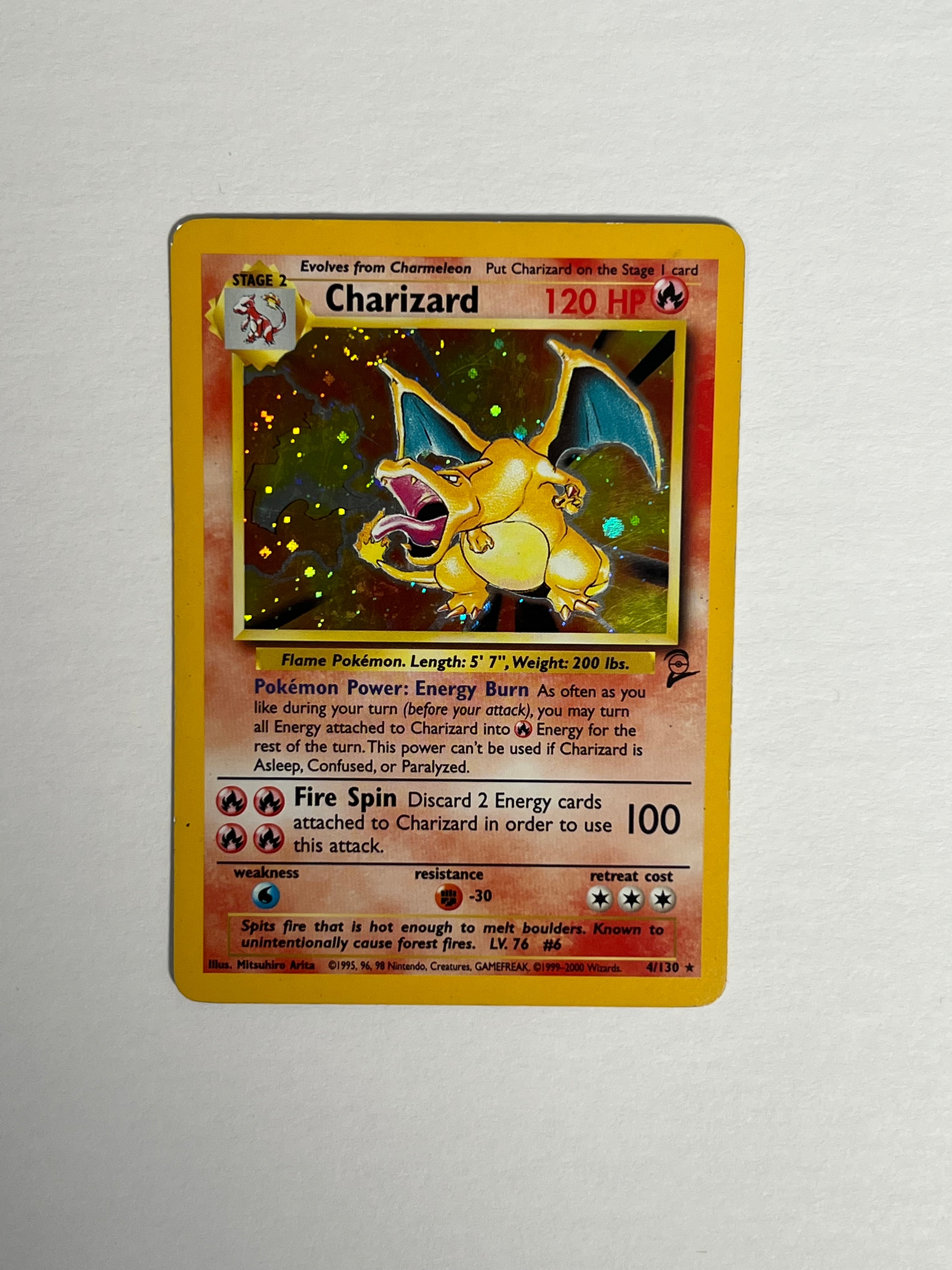 2000 Base set 2 Charizard Holo Moderate Play 4/130