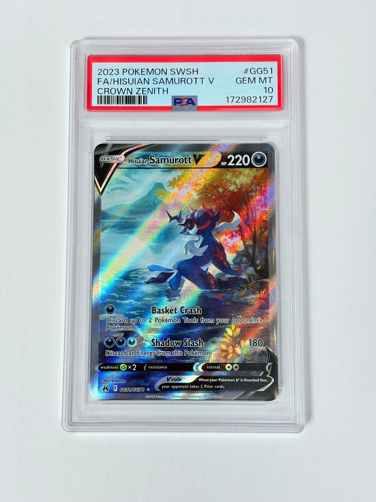 PSA 10 2023 Crown Zenith Hisuian Samurott V GG51/GG70