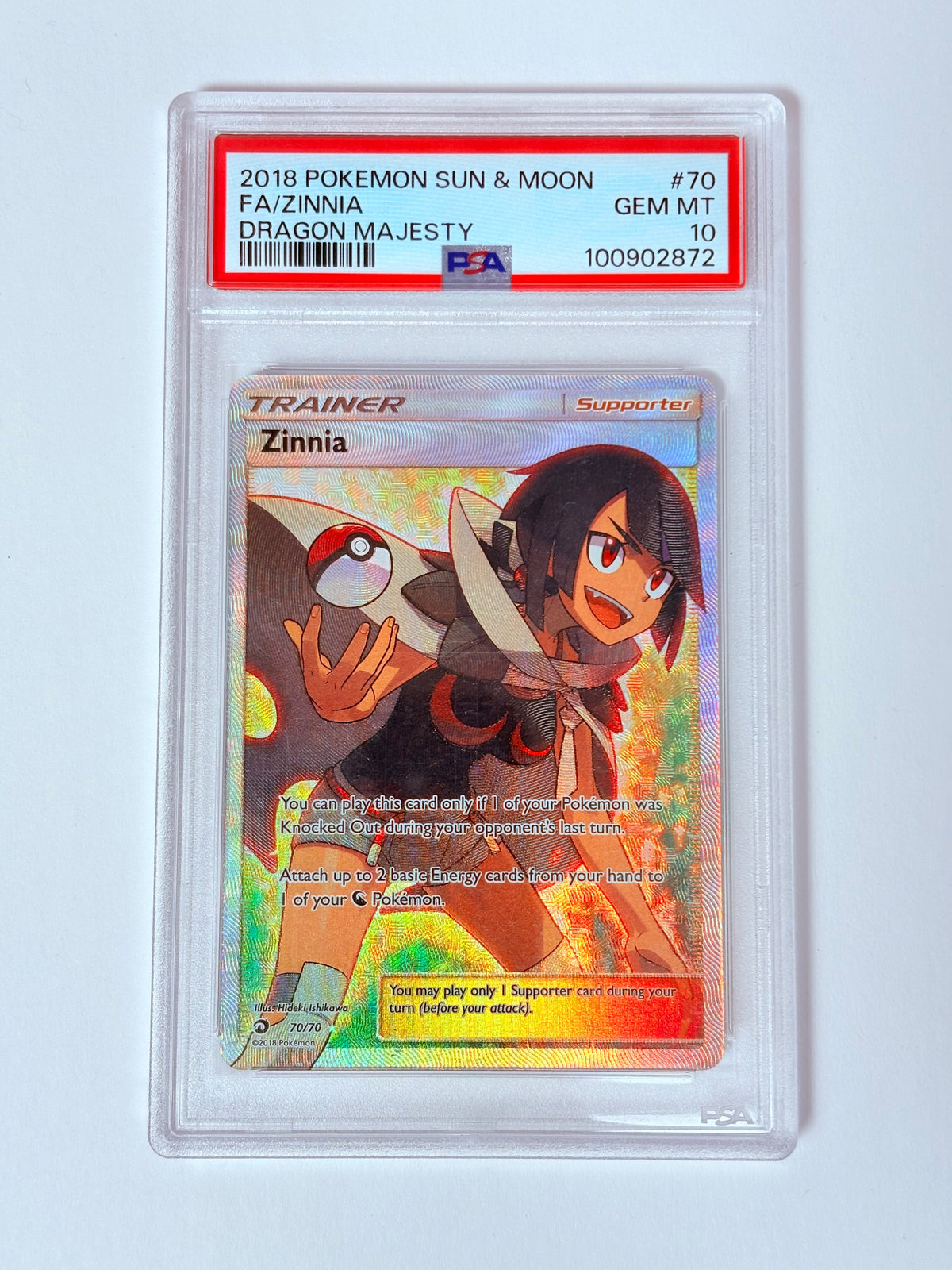 PSA 10 2018 Dragon Majesty Zinnia Full Art 70/ 70