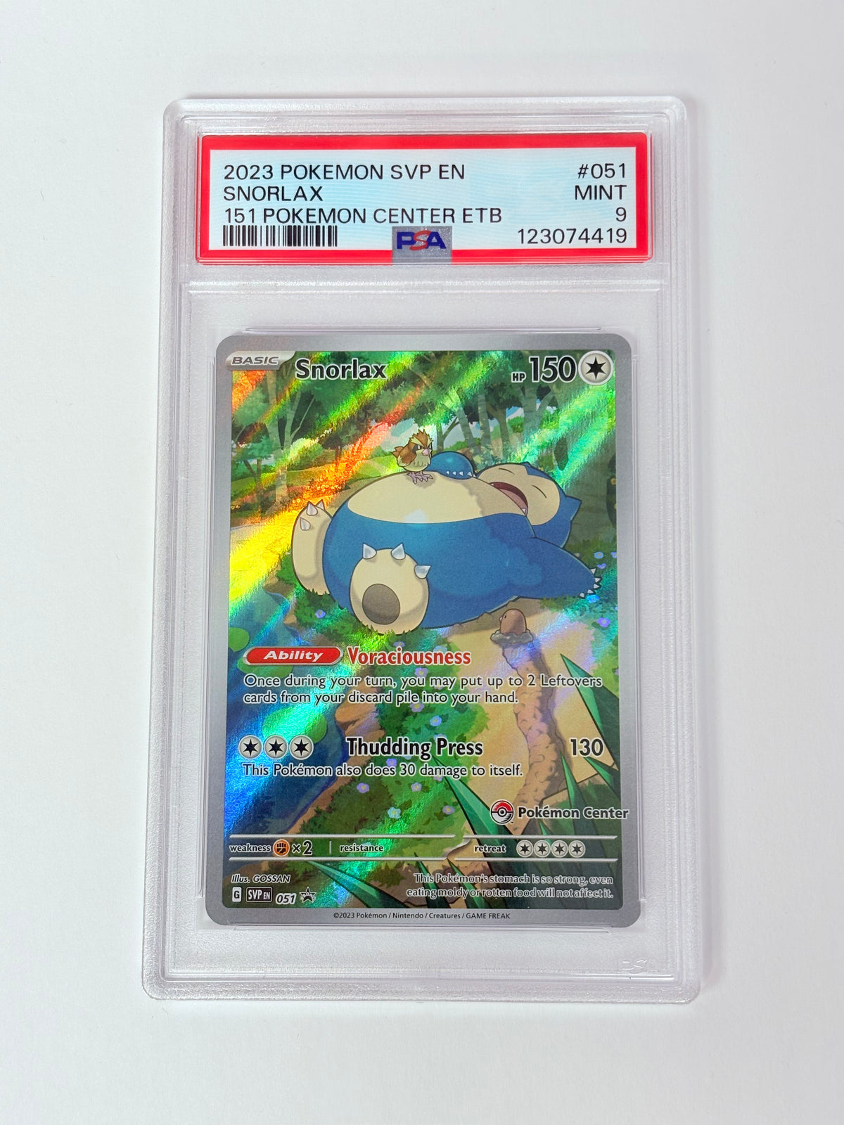 PSA 9 2023 Pokémon Center Etb Promo Snorlax 51