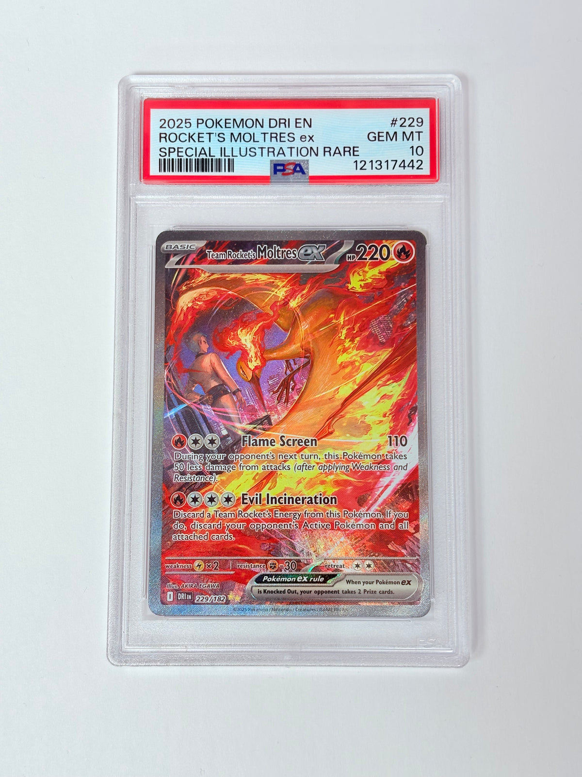 PSA 10 2025 Destined Rivals Team Rockets Moltres Ex 229/182