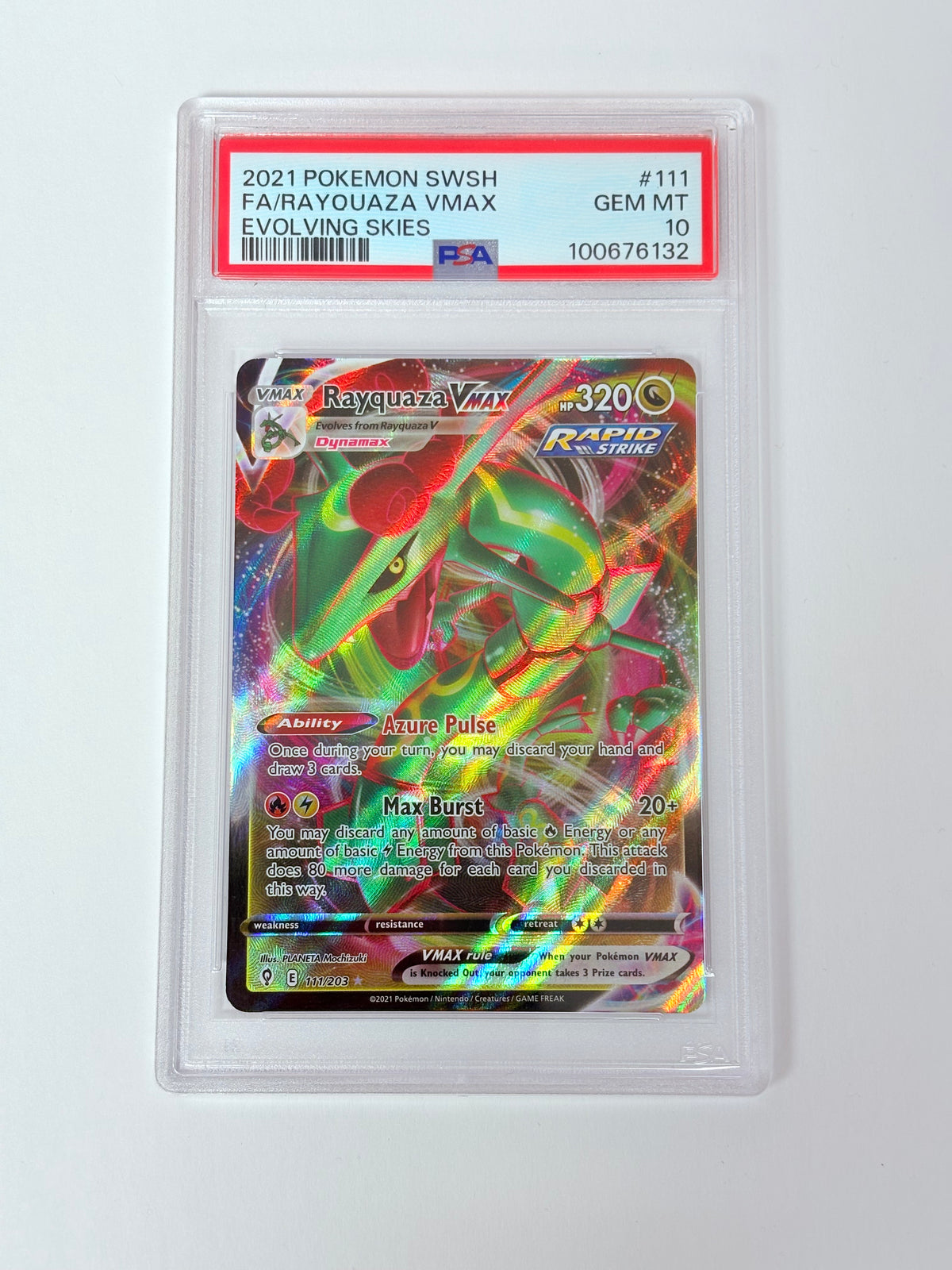 PSA 10 Evolving Skies Rayquaza VMAX 111/203