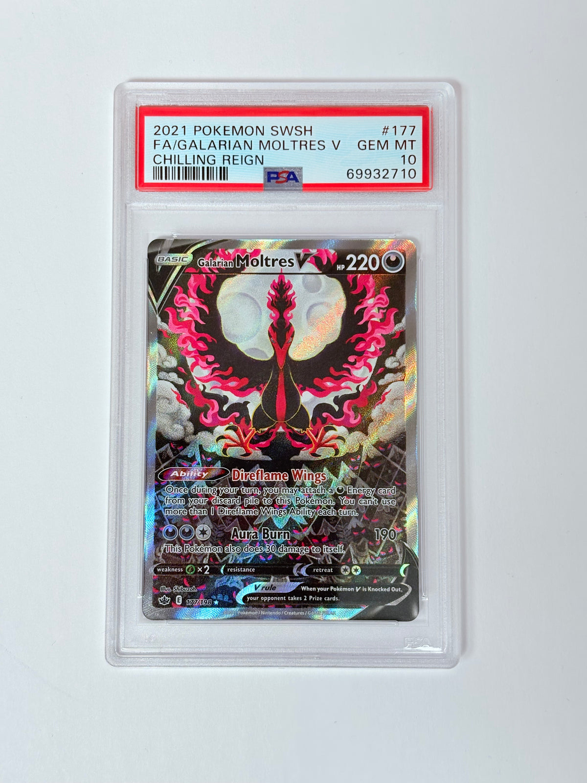 PSA 10 2021 Chilling Reign Galarian Moltres V 177/198