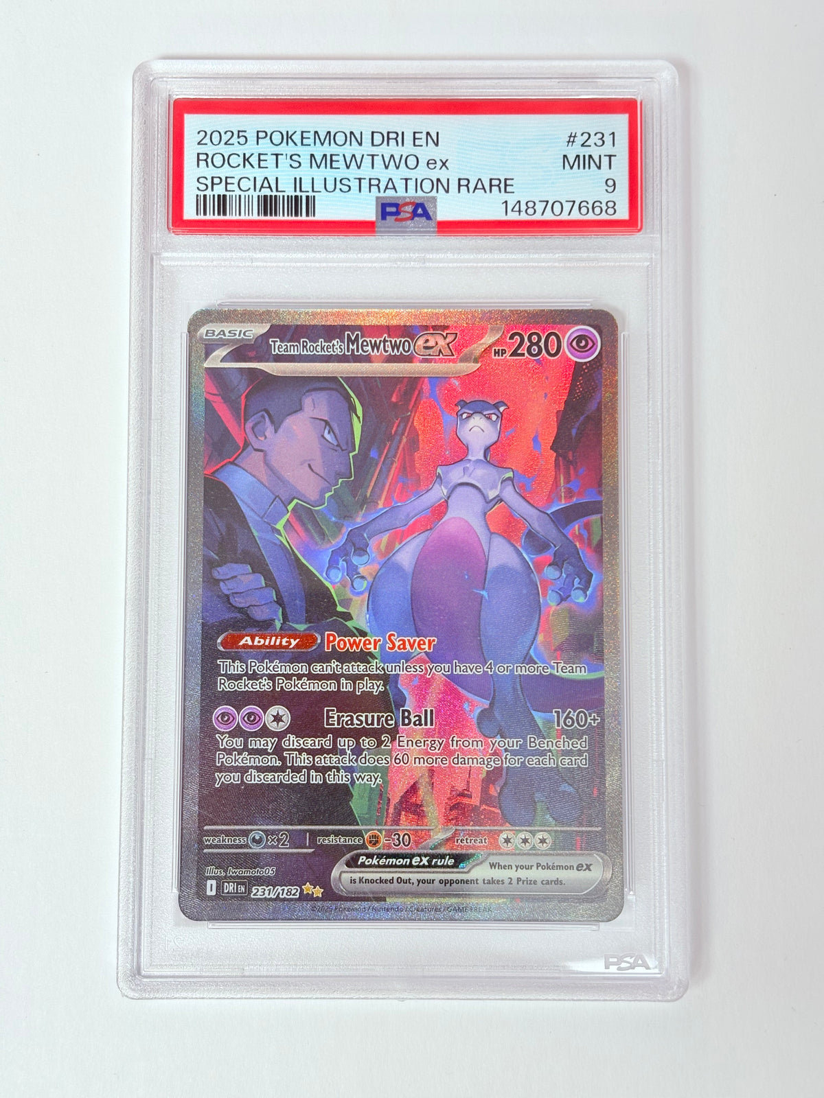 PSA 9 2025 Destined Rivals Team Rocket’ s Mewtwo ex SIR 231/182