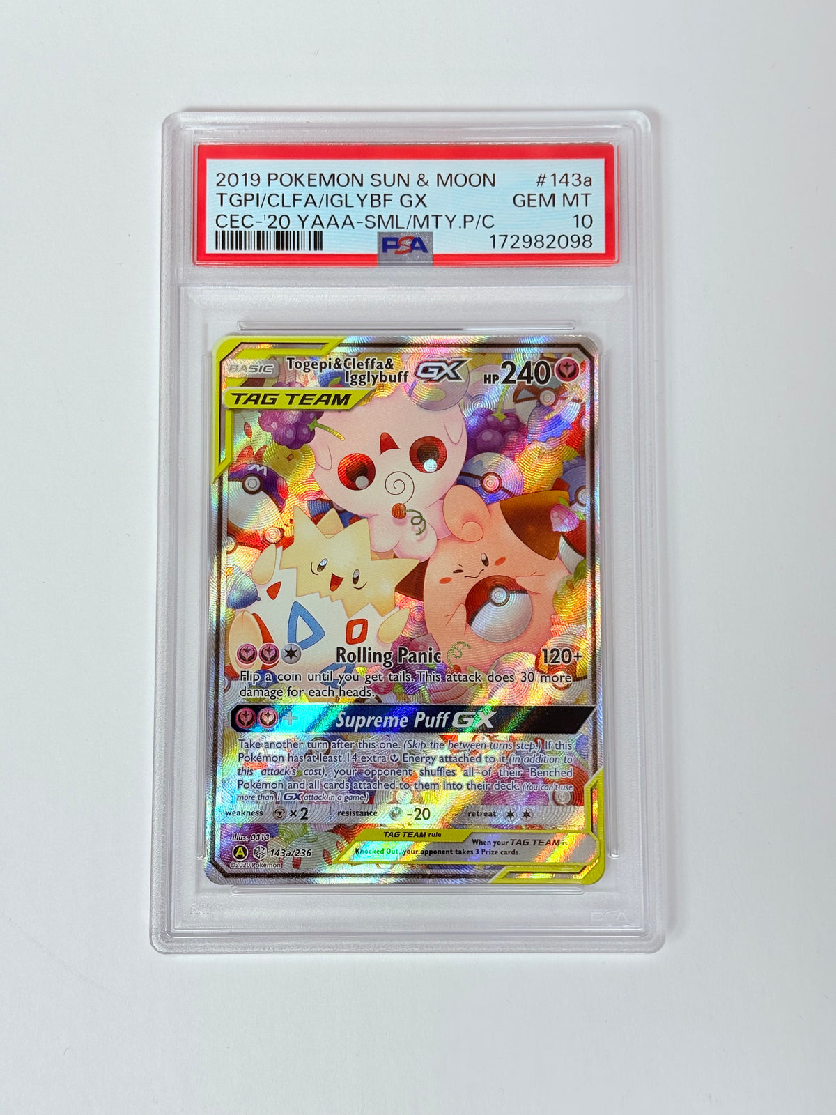 PSA 10 2020 Cosmic Eclipse Togepi &Cleffa & Igglybuff GX 143a/236