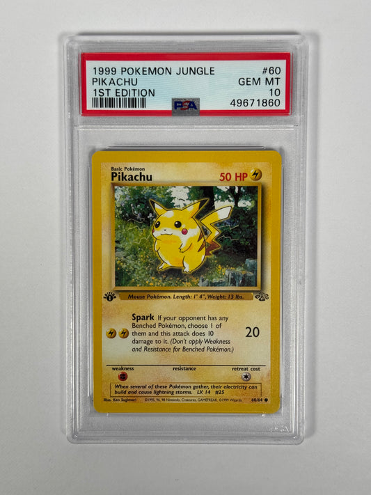 PSA 10 1999 Jungle 1st Edition Stamped Pikachu 60/64