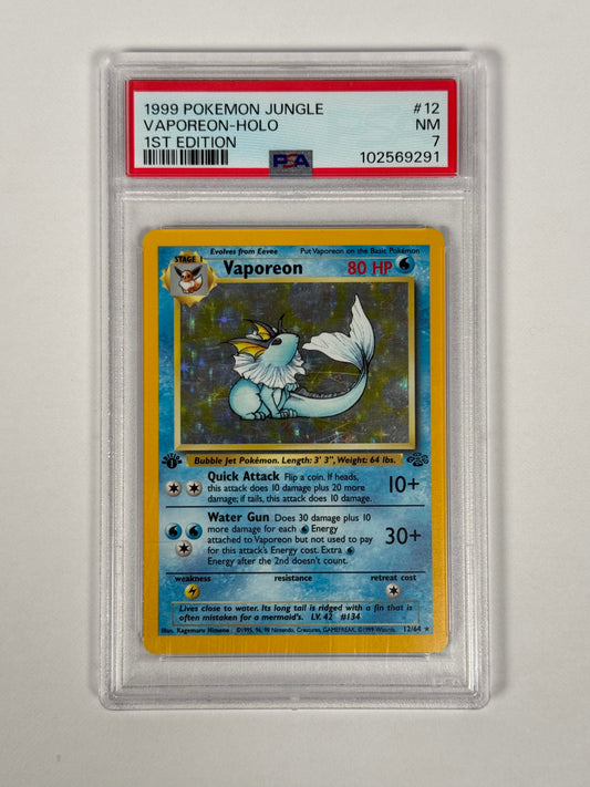 PSA 7 1999 Jungle Vapereon Holo 1st Edition Stamped 12/64