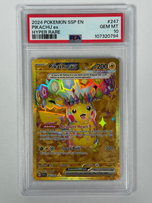 PSA 10 2024 Surging Sparks Pikachu ex Hyper Rare 247/191