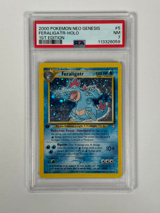 PSA 7 2000 Neo Genesis 1st Edition Feraligatr Holo 5/111