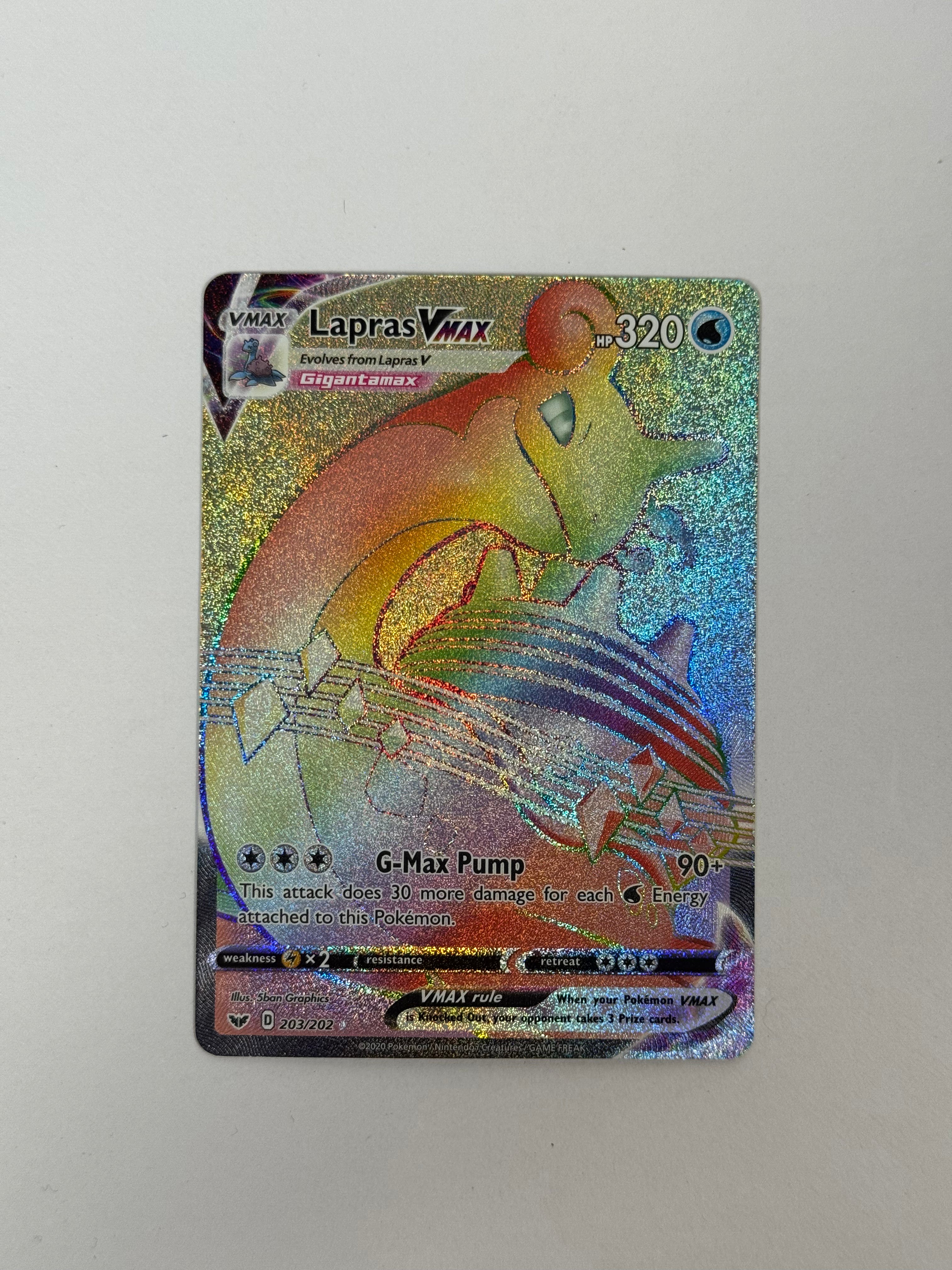 2020 Sword & Shield Base Lapras Vmax Rainbow Rare 203/202