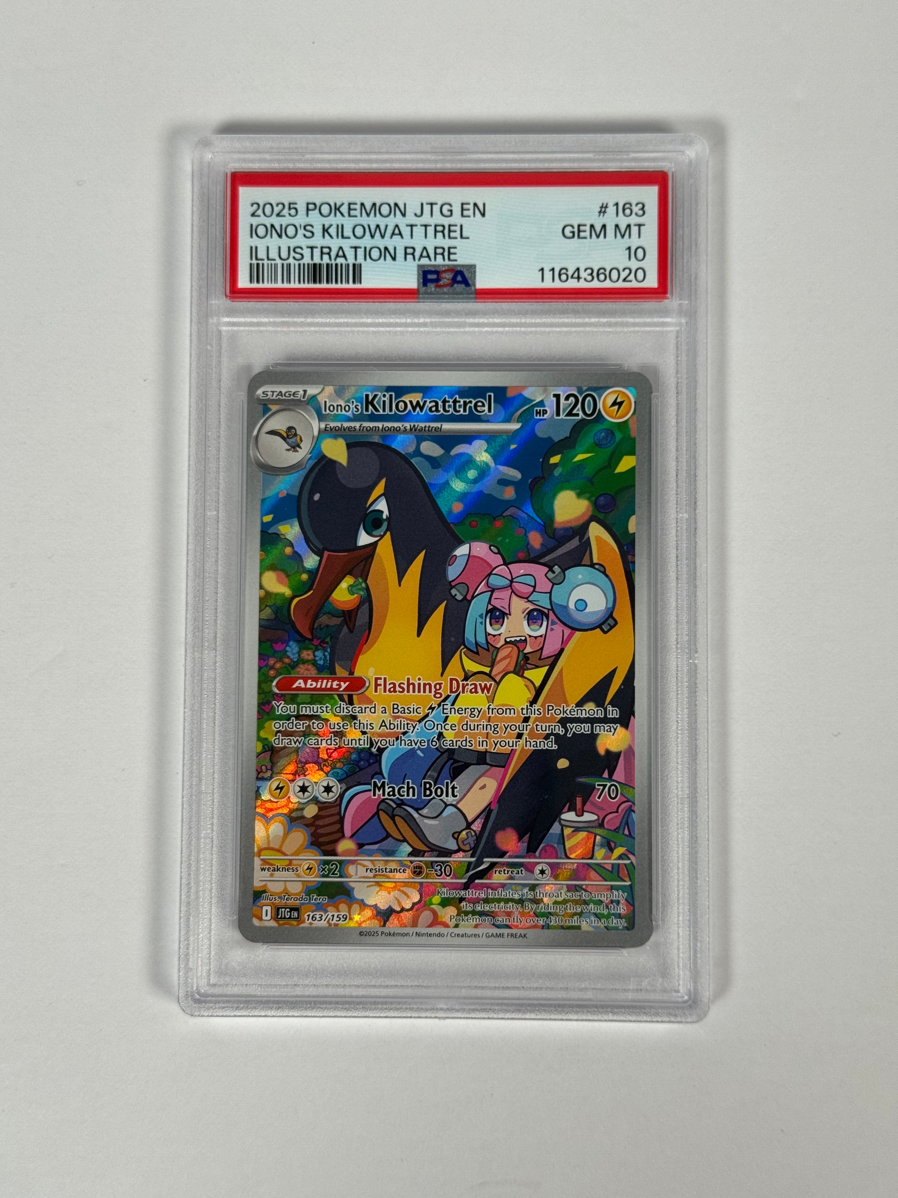 PSA 10 Journey Together Iono's Kilowattrel IR 163/159