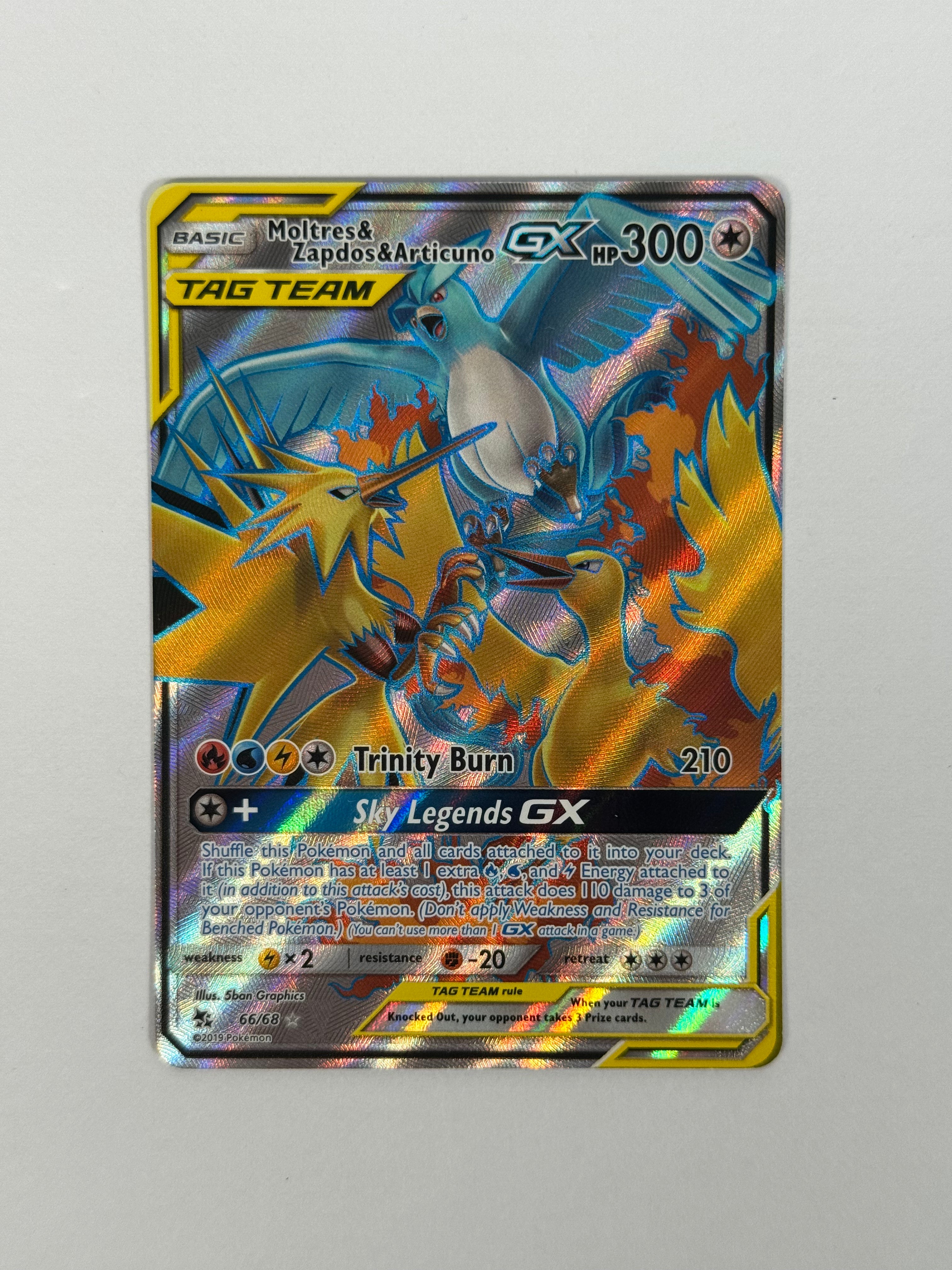 2019 Hidden Fates Moltres & Zapdos & Articuno GX Full Art 66/68