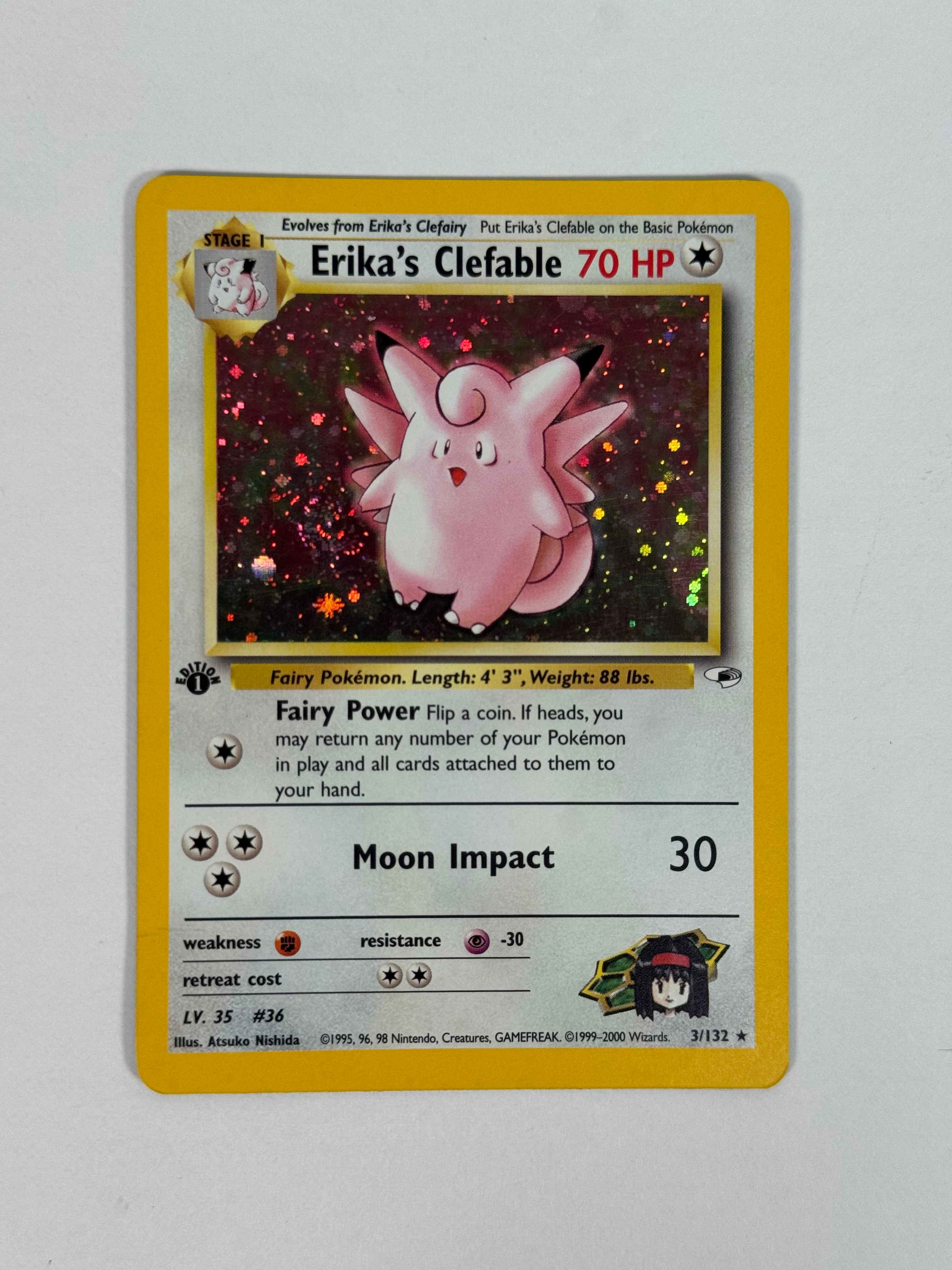 Gym Heroes Erika's Clefable 1st Edition Holo 3/132