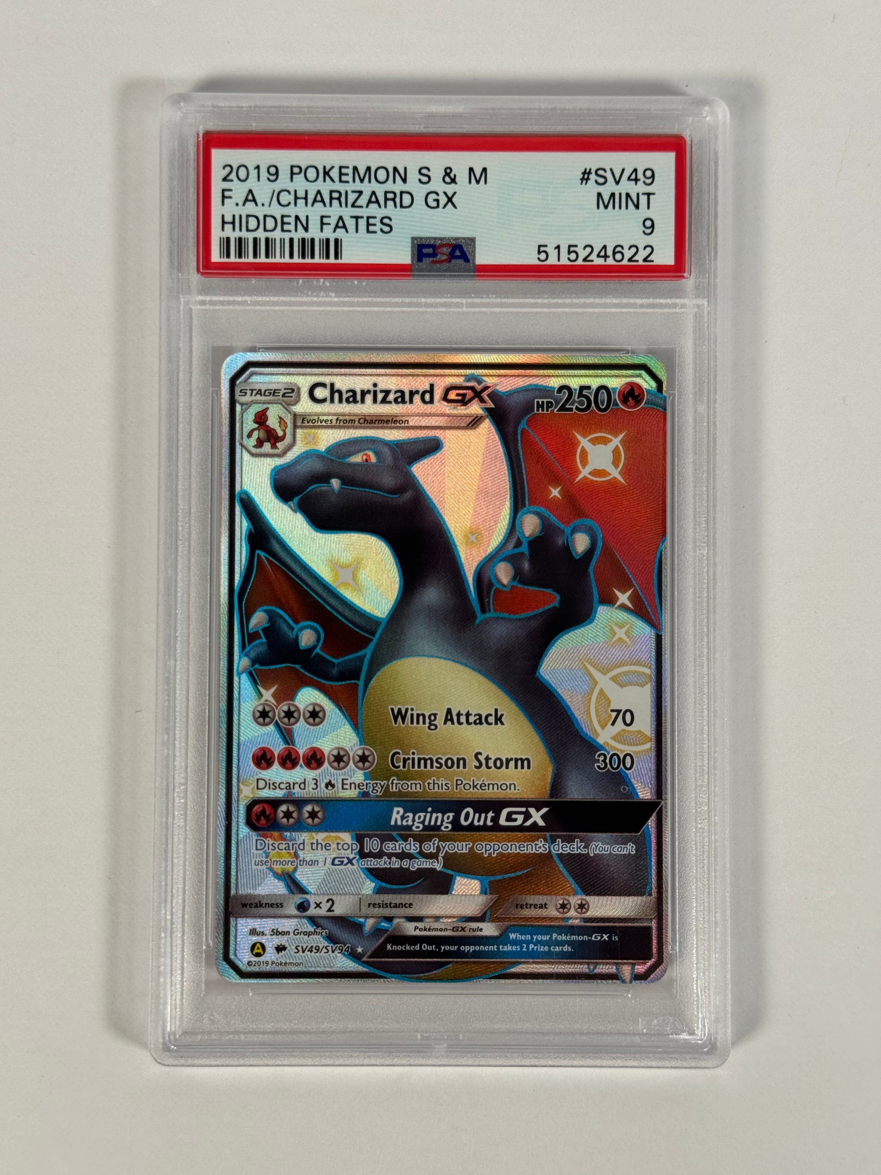 PSA 9 Hidden Fates Charizard GX SV49/SV94