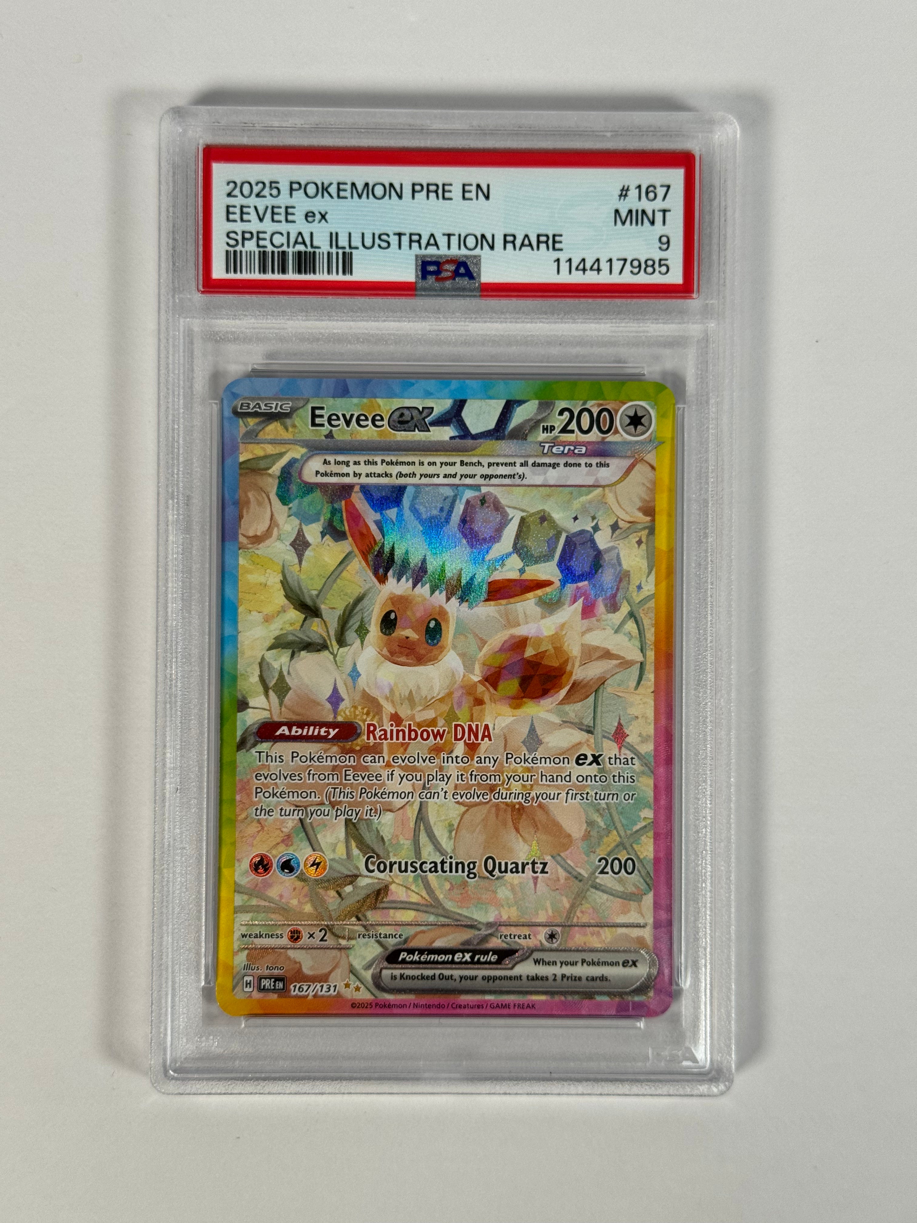 PSA 9 Prismatic Evolutions Eevee ex SIR 167/131