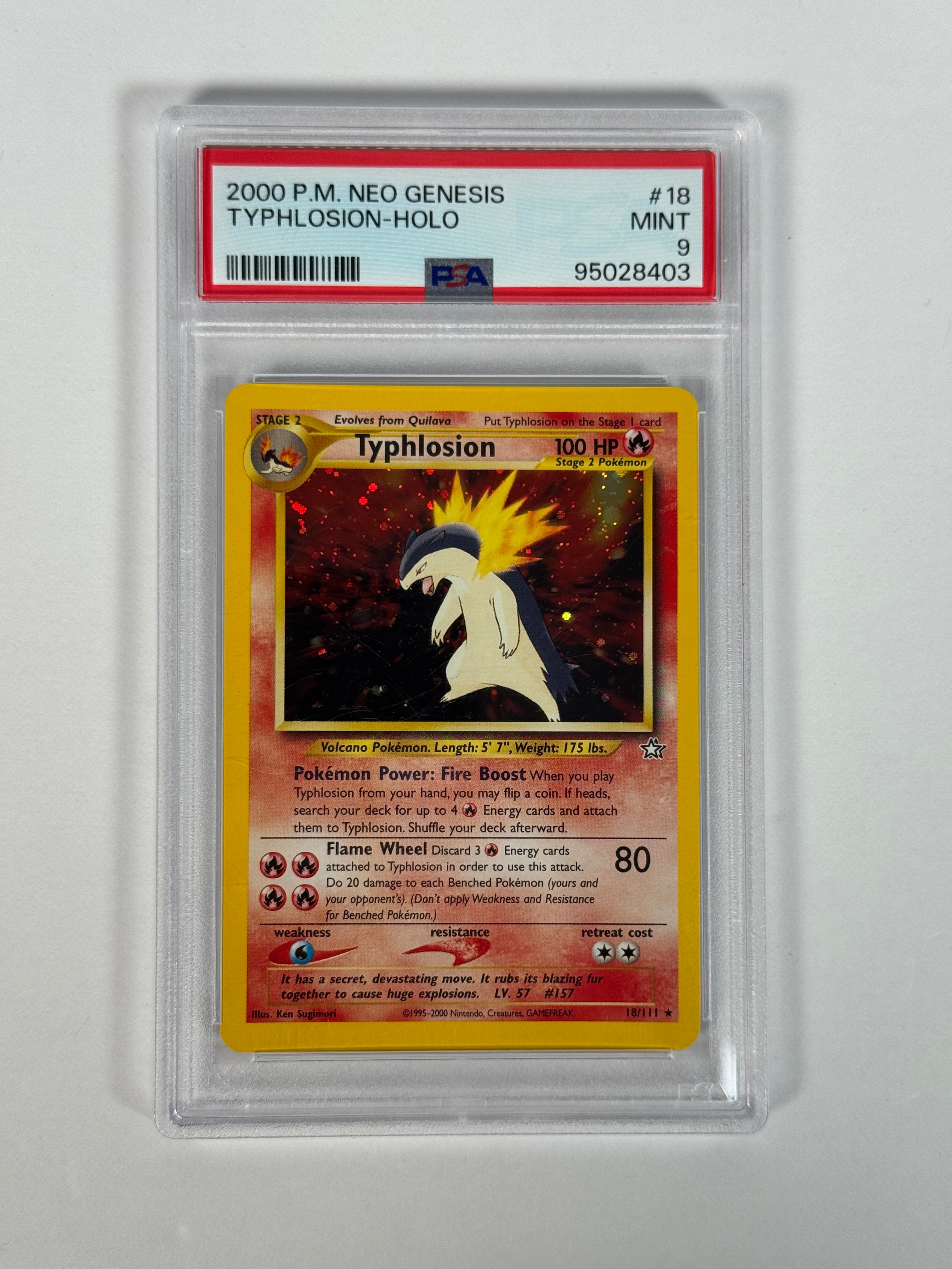 PSA 9 Neo Genesis Typhlosion Holo 18/111