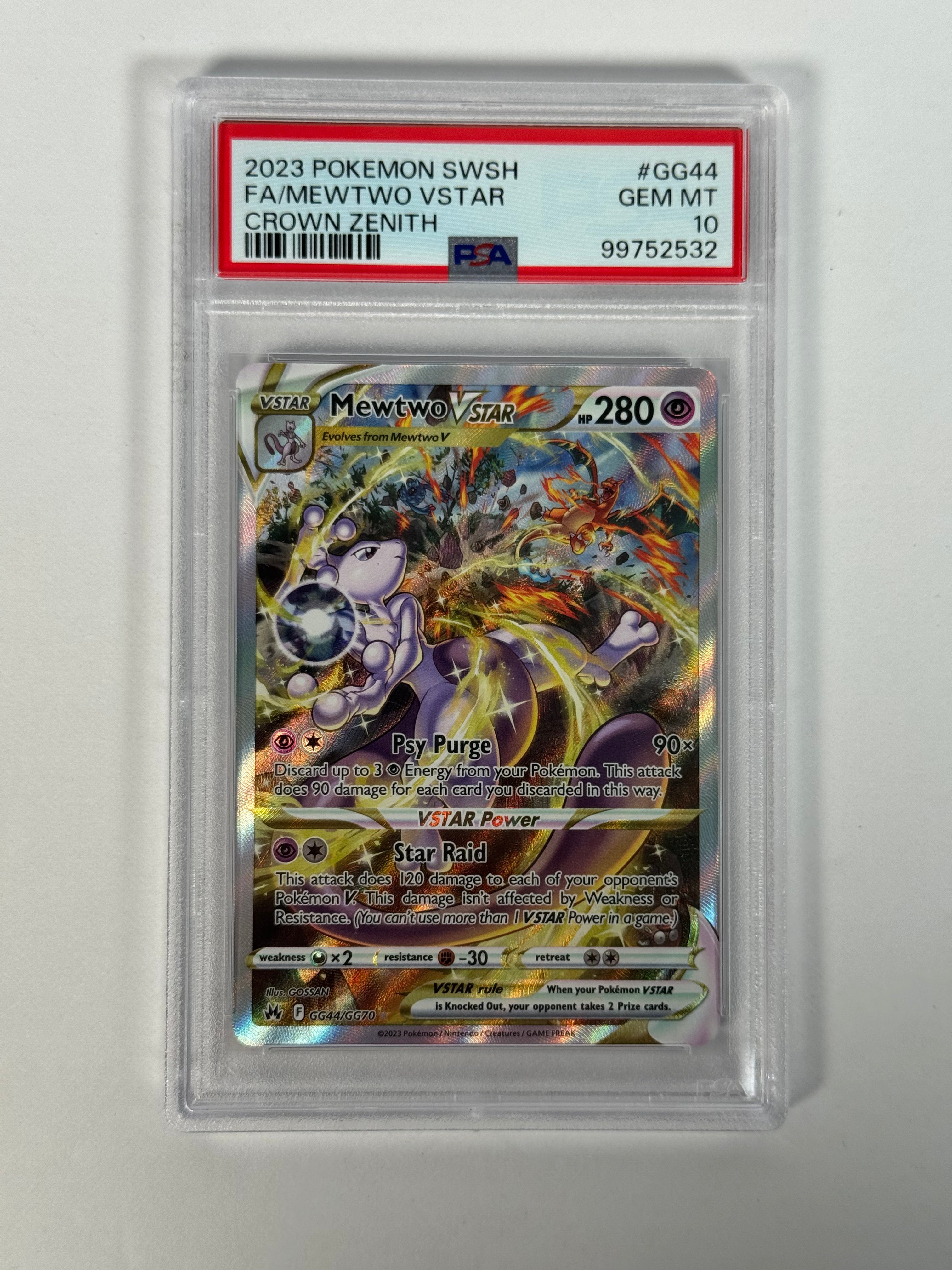 PSA 10 Crown Zenith Mewtwo Vstar GG44/GG70