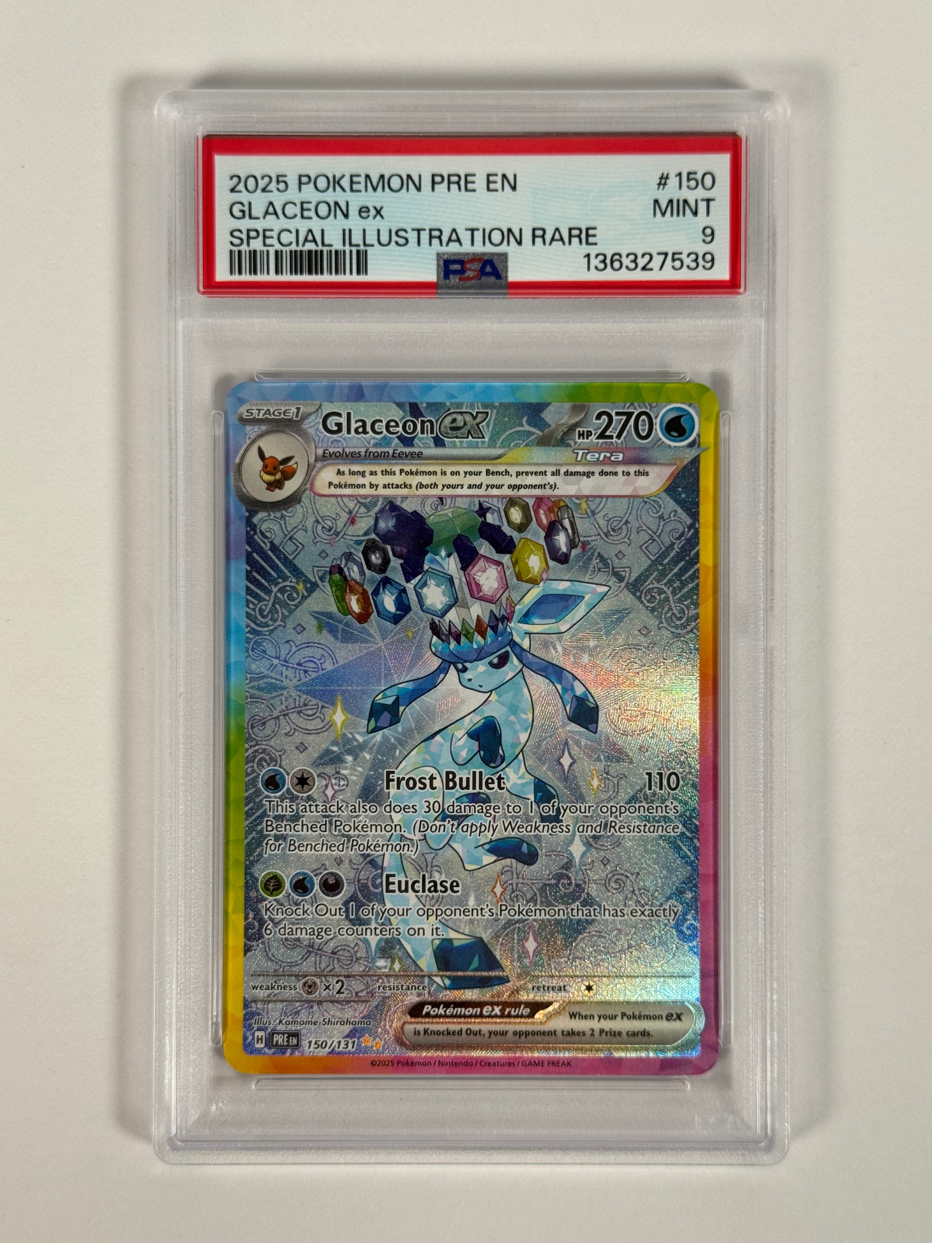 PSA 9 Prismatic Evolutions Glaceon ex SIR 150/131