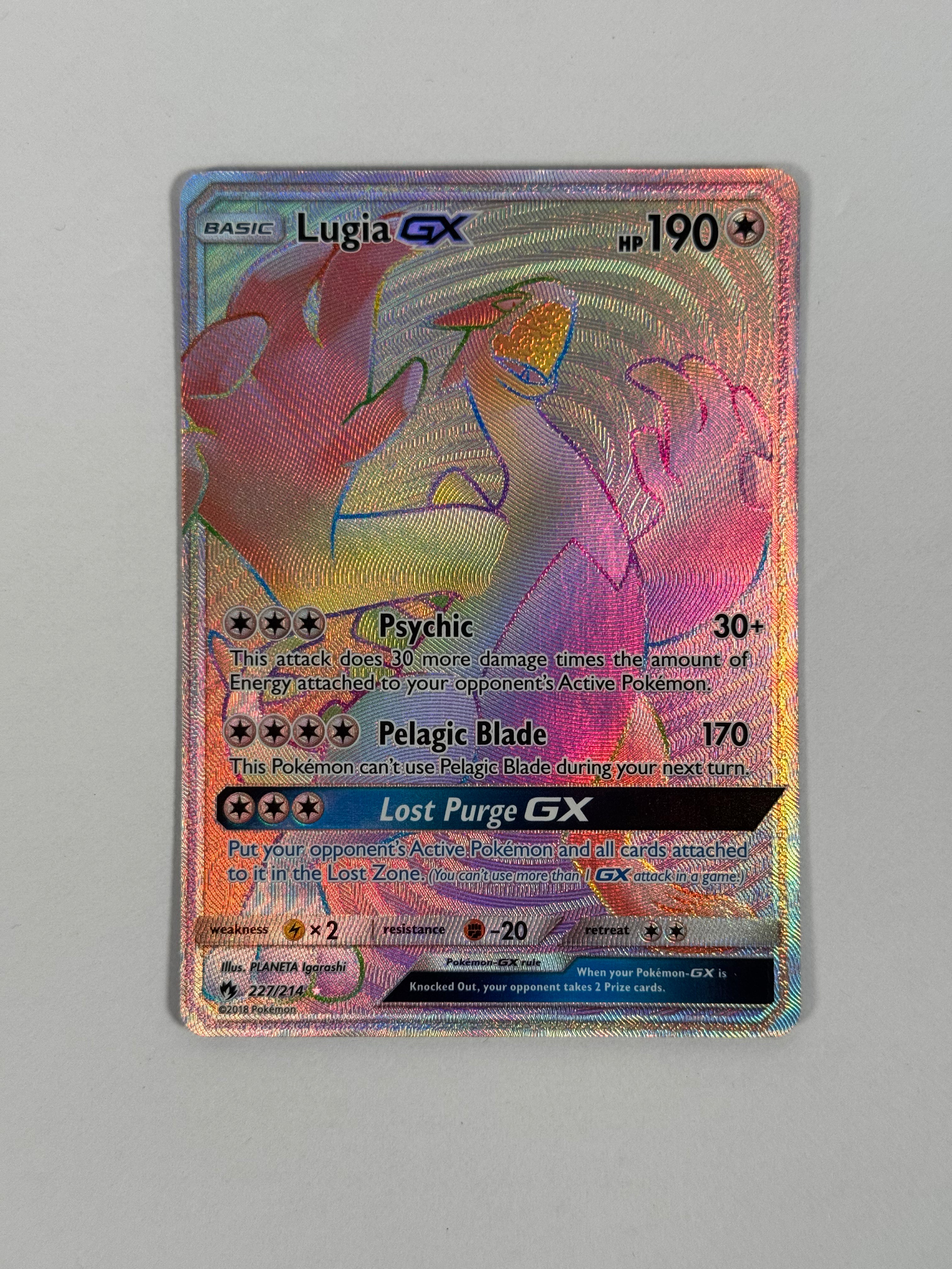 2018 Lost Thunder Lugia GX Rainbow Rare 227/214